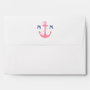 Pink Nautical Heart Anchor Envelope