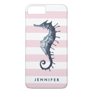 Pink Nautical Seahorse personalized monogram Case-Mate iPhone Case