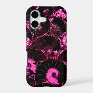 Pink Nautilus fossil shell pattern 