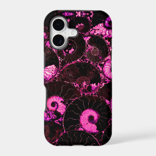 Pink Nautilus fossil shell pattern 