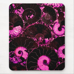 Pink Nautilus fossil shell pattern Mouse Pad
