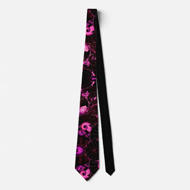 Pink Nautilus fossil shell pattern  Tie (Front)