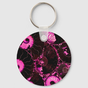Pink Nautilus   pink spiral fossil  Keychain