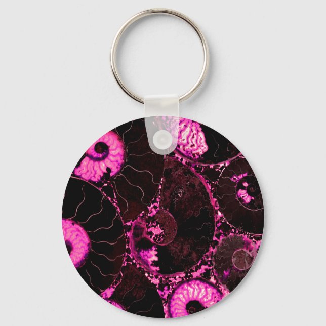 Pink Nautilus | pink spiral fossil  Keychain (Front)