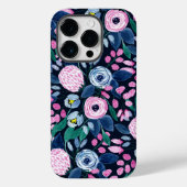 Pink Navy Blue Floral Bouquet Watercolor Pattern C Case-Mate iPhone Case (Back)