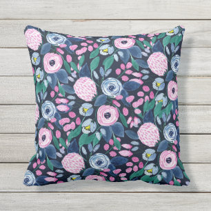 Navy Blue And Pink Pillows Cushions Zazzle CA