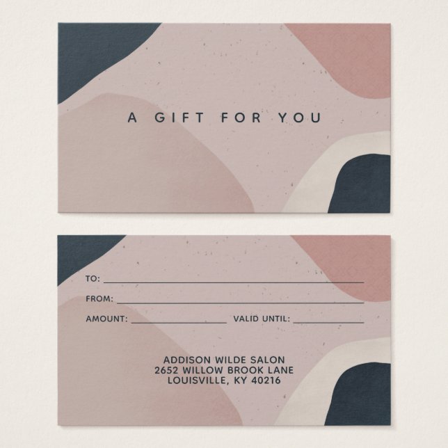 Pink Navy Blue Modern Abstract Shapes Gift Card (Front & Back)