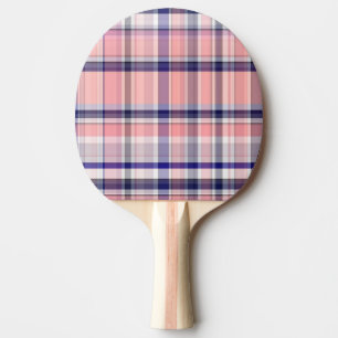 Pink Navy Blue White Preppy Madras Plaid Ping Pong Paddle