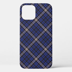 Pink Navy Diagonal Plaid Tartan textured Seamless  iPhone 12 Case