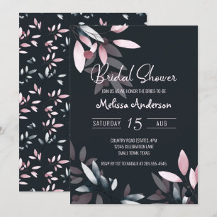 Pink Navy Elegant Soft Watercolor Bridal Shower Invitation
