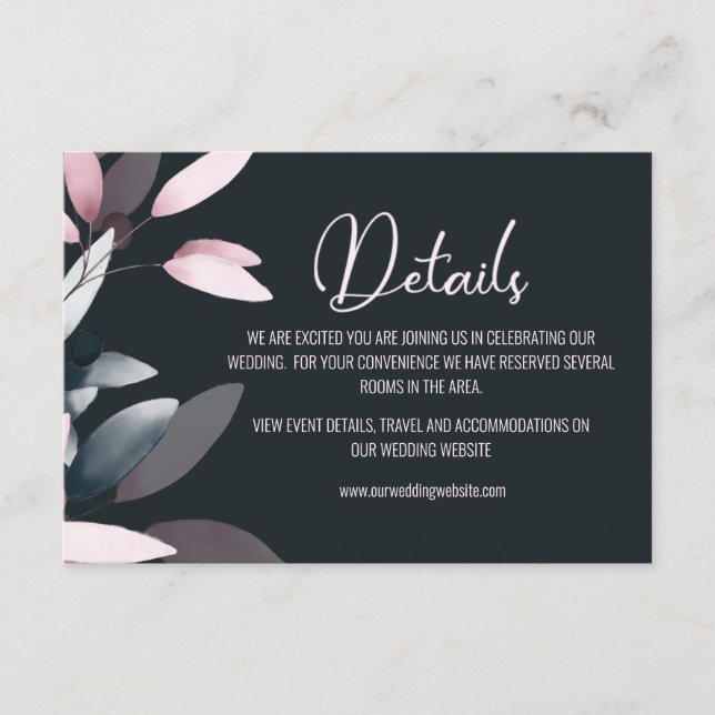 Pink Navy Elegant Soft Watercolor Enclosure Card (Front)