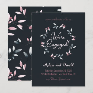 Pink Navy Elegant Soft Watercolor Engagement