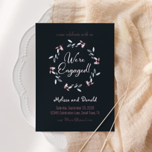 Pink Navy Elegant Soft Watercolor Engagement