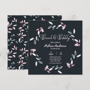 Pink Navy Elegant Soft Watercolor Floral Bridal Invitation
