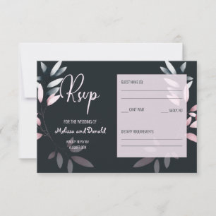 Pink Navy Elegant Soft Watercolor Floral RSVP Card