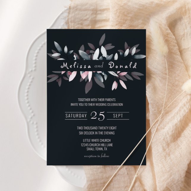 Pink Navy Elegant Soft Watercolor Floral Wedding Invitation (Creator Uploaded)