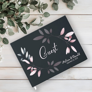 Pink Navy Elegant Soft Watercolor Guest Book