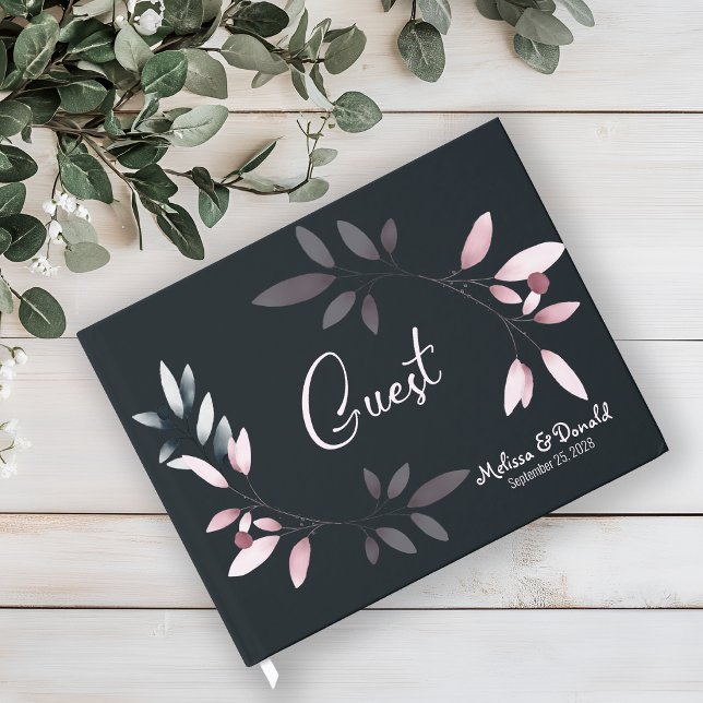 Pink Navy Elegant Soft Watercolor Guest Book (Creator Uploaded)