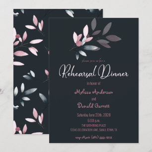 Pink Navy Elegant Soft Watercolor Rehearsal Dinner