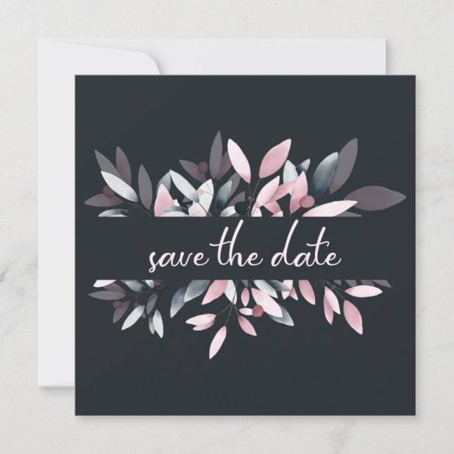 Pink Navy Elegant Soft Watercolor Save The Date (Front)