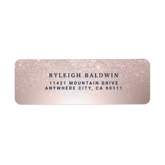 Pink Navy Elegant Wedding Return Address Label (Front)
