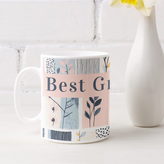 Pink & Navy Floral Patchwork Quilt Best Grandma Coffee Mug (Creator Uploaded)