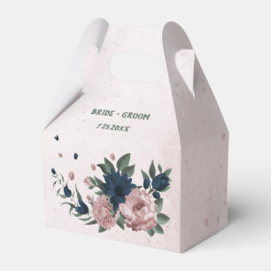 pink & navy flowers botanical wedding favor box