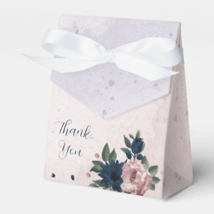 pink & navy flowers botanical wedding favor box
