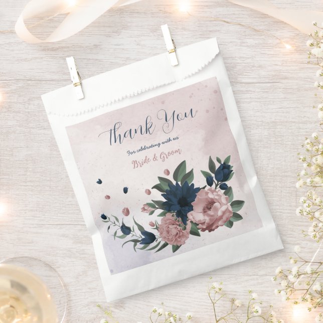 pink & navy flowers botanical wedding favour bag (Clipped)