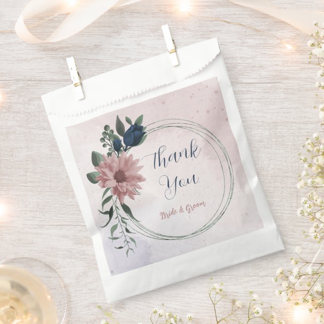 pink & navy flowers botanical wedding favour bag (Clipped)