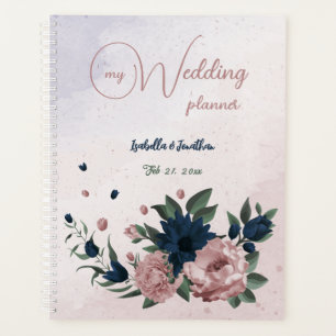 pink & navy flowers botanical wedding planner