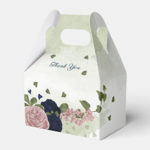 pink navy flowers greenery wedding  favor box