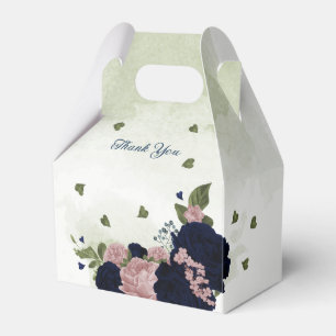 pink navy flowers greenery wedding  favor box