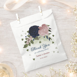 pink navy flowers greenery wedding favour bag