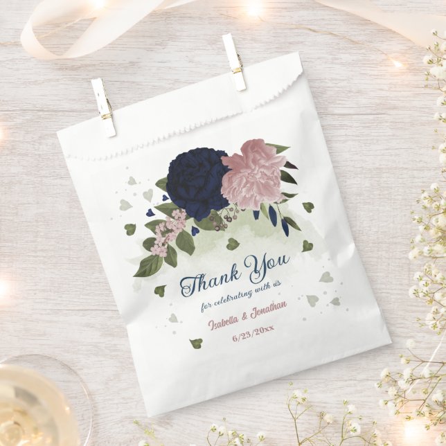 pink navy flowers greenery wedding  favour bag (Clipped)
