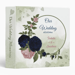 pink navy flowers greenery wedding photo album binder