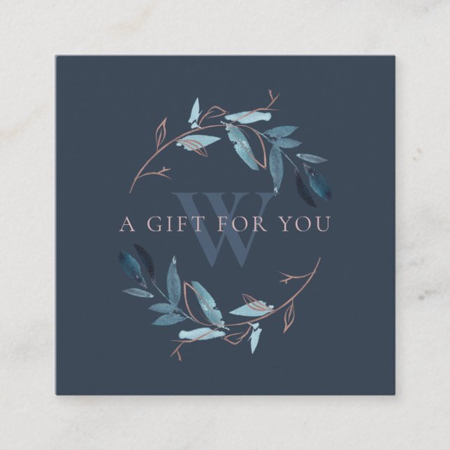 PINK NAVY FOLIAGE INITIAL WREATH CADEAU CERTIFICAT (Devant)