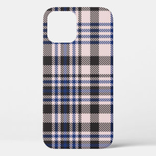 Pink Navy Glen Plaid textured seamless patternabst iPhone 12 Case