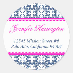 Pink navy preppy custom fancy return address label