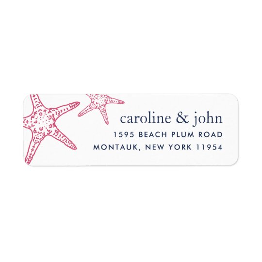 Pink & Navy Starfish Return Address Return Address Label
