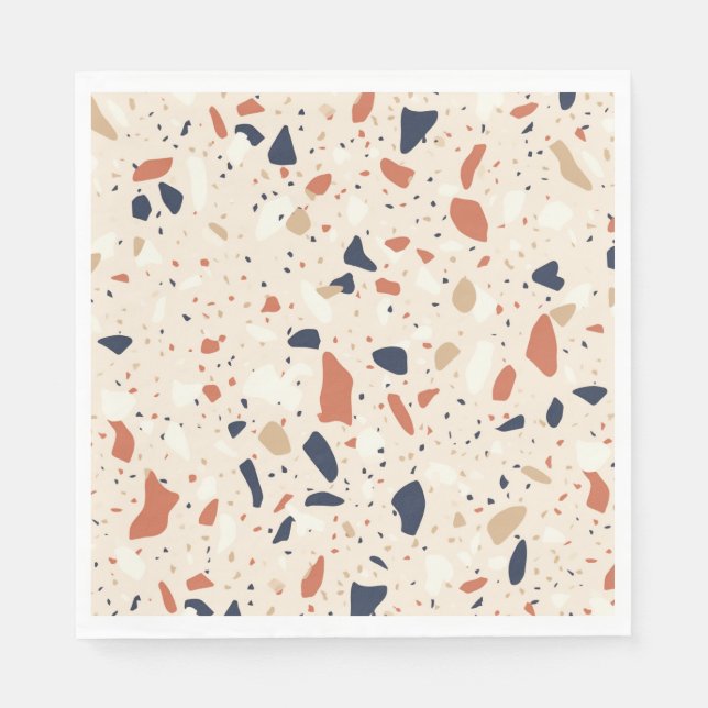 Pink Navy Terrazzo Effect Napkin (Front)