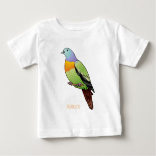 Pink-necked green pigeon bird cartoon illustration baby T-Shirt
