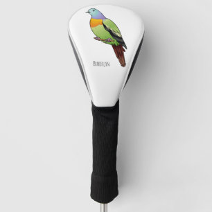 Pink-necked green pigeon bird cartoon illustration golf head cover