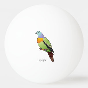 Pink-necked green pigeon bird cartoon illustration ping pong ball