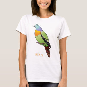 Pink-necked green pigeon bird cartoon illustration T-Shirt
