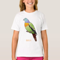 Pink-necked green pigeon bird cartoon illustration