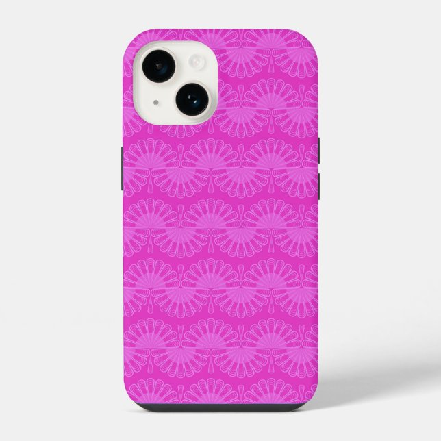 pink neon bright geometric pattern iPhone case (Back)