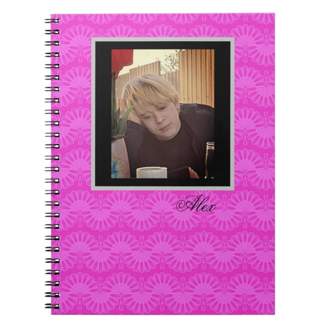 pink neon bright geometric pattern notebook (Front)