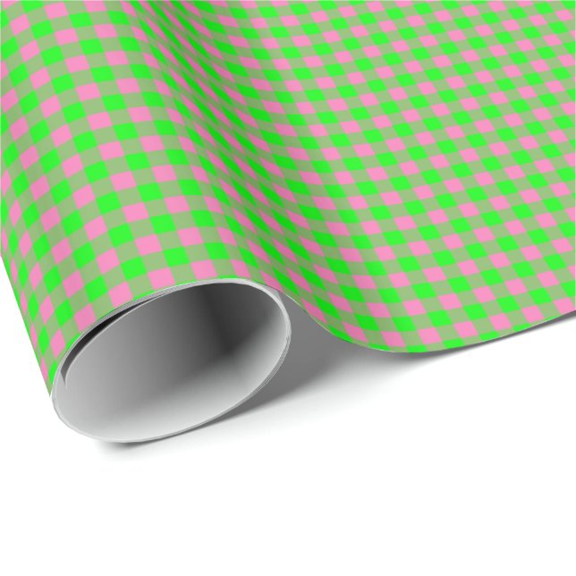 Pink-Neon-Brown-Coll-GINGHAM-10-GIFT WRAP PAPER (Roll Corner)