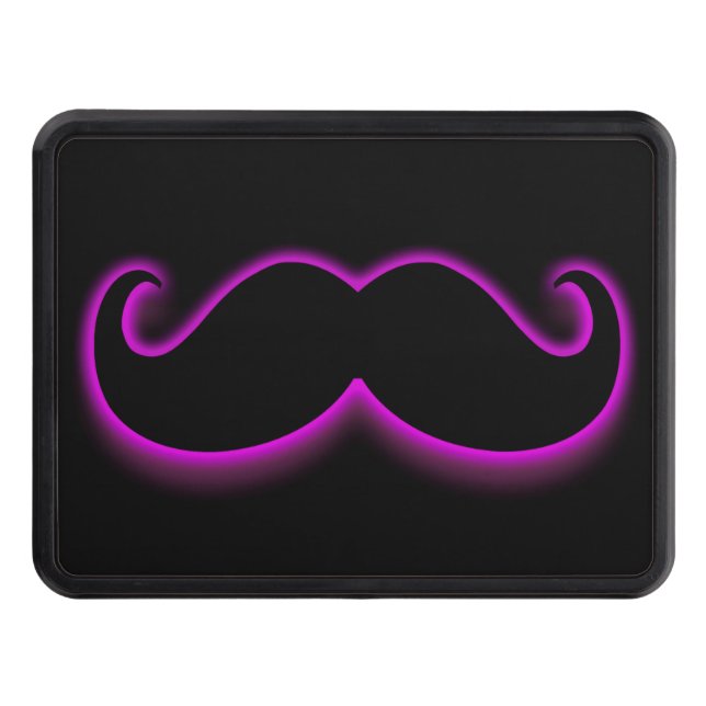 Pink Neon Classic Moustache on Hitch Print Trailer Hitch Cover (Front)